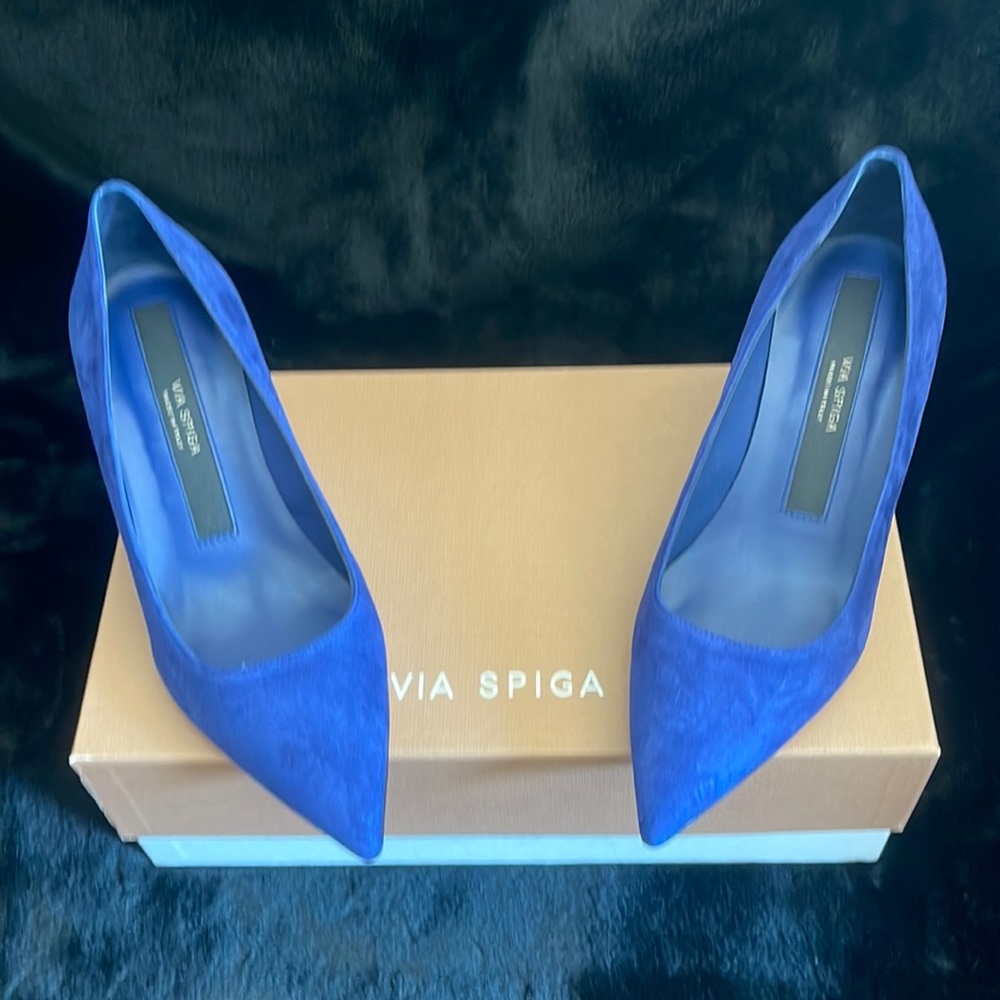 Via Spiga Blue Suede Nikole55 Pumps. Gently used. Size 6.5US M